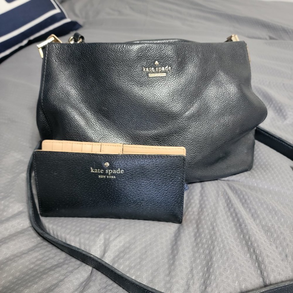 Kate Spade bag and walled set black leather